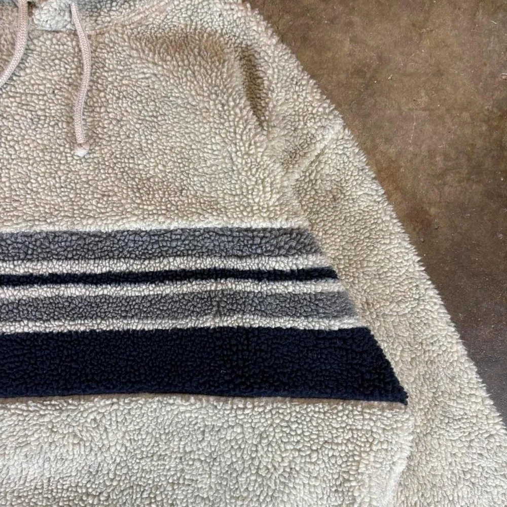 Vintage y2k Gap cream and navy striped hoodie Men's Size Medium - Picture 2 of 5